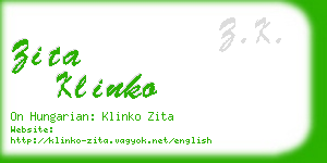 zita klinko business card